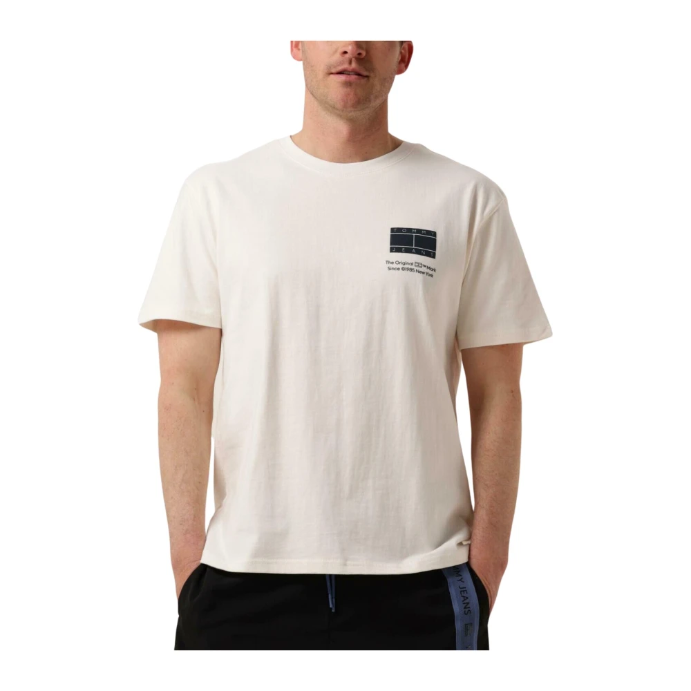 Tommy Jeans Heren Polo & T-shirt Essential Flag Tee Beige Heren