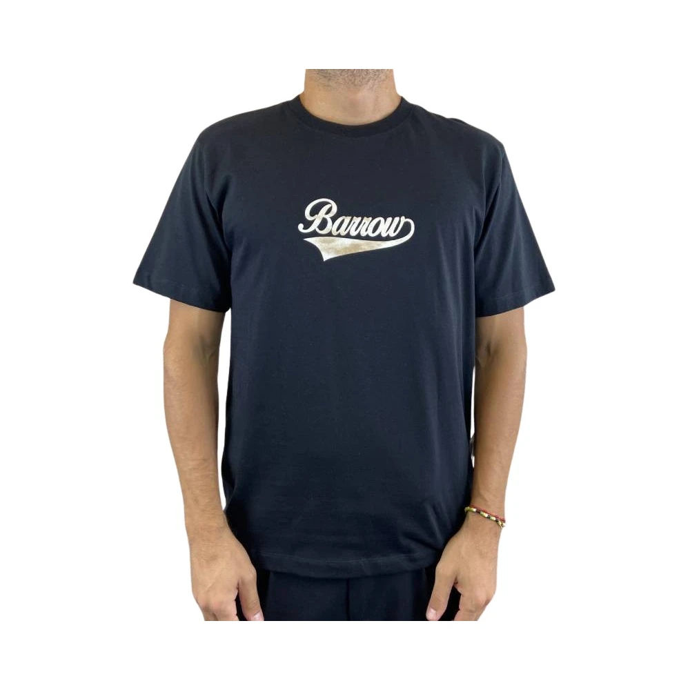 Barrow Zwarte T-shirt met korte mouwen en print Blue Heren