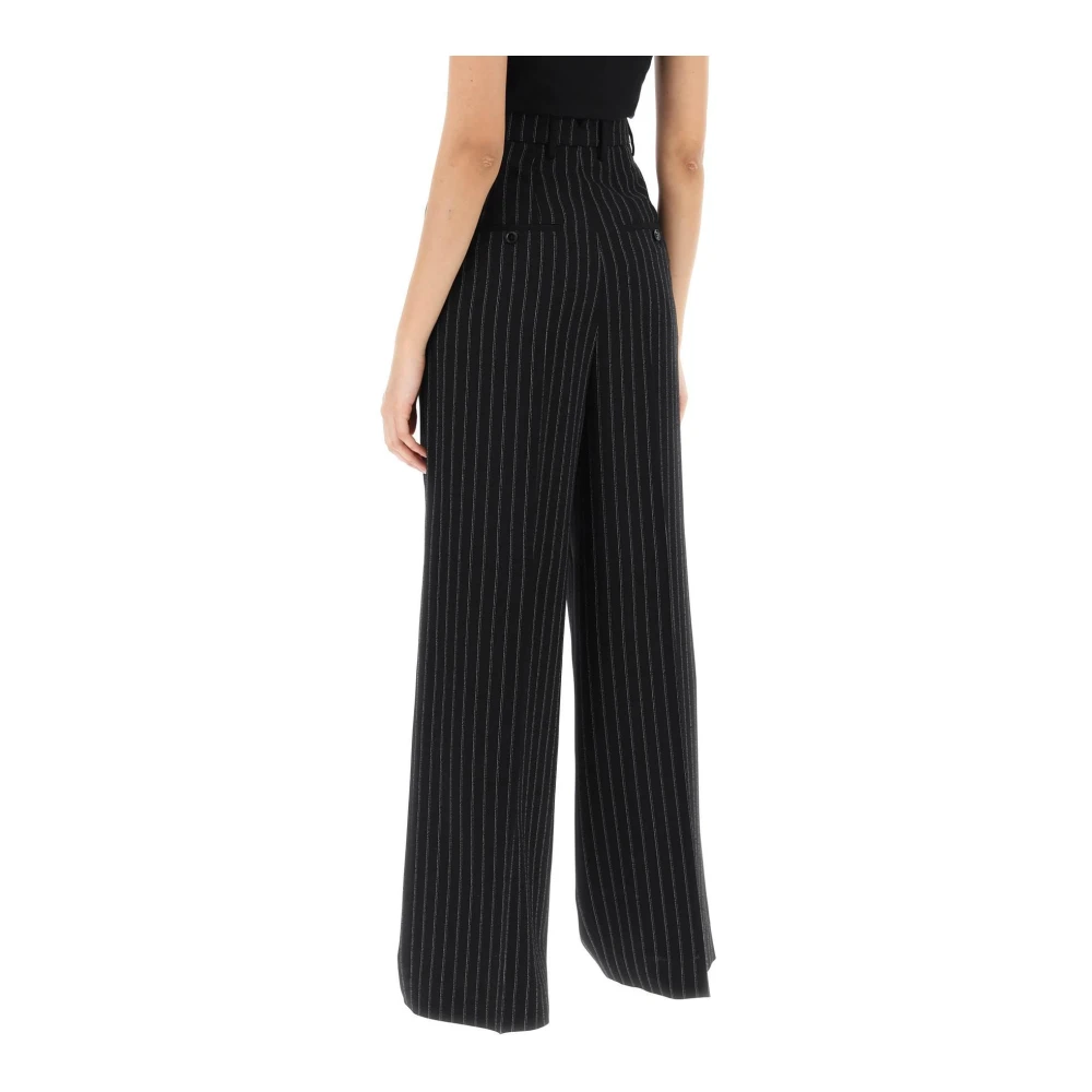 Ami Paris Wijde Pinstripe Pantalon Black Dames