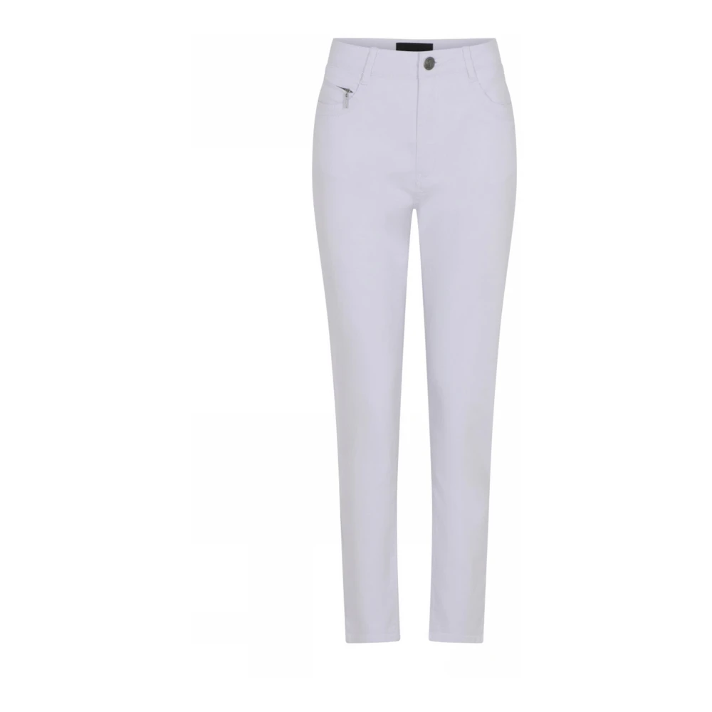 C.ro Women's White Slim-Fit Trousers, 3XL, Classic Trousers 100