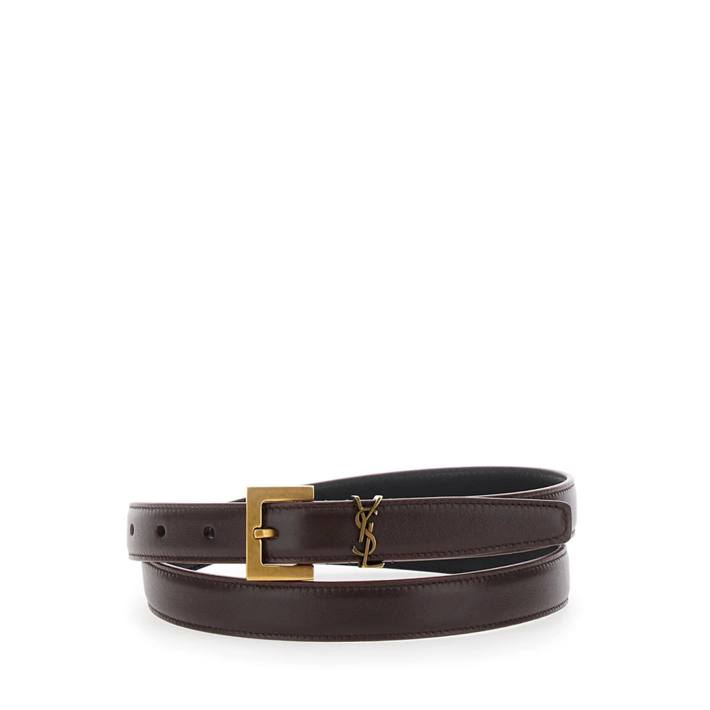 Saint Laurent Women's Brown Belts, 95 Cm, Cassandre Thin Belt