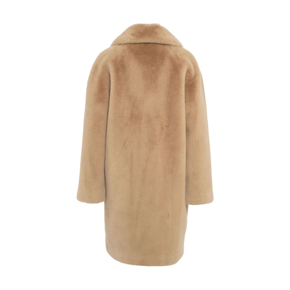 Stand Studio Beige Faux Fur Cocoon Coat Beige Dames