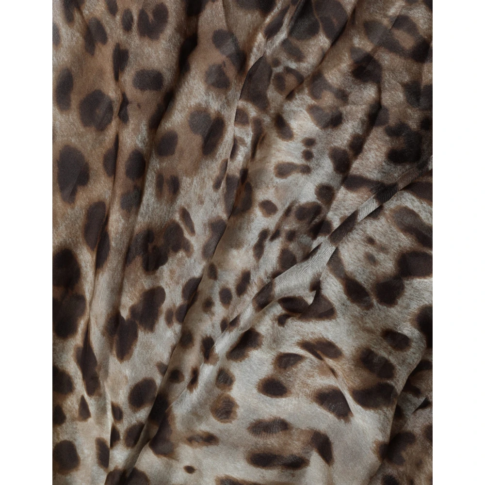 Dolce & Gabbana Luipaard One-Shoulder Midi Jurk Brown Dames