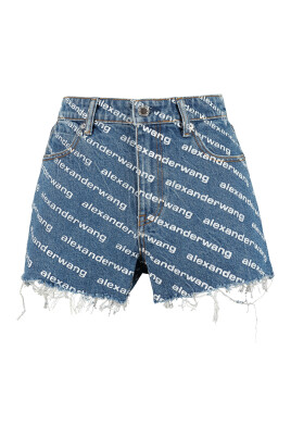 logo-print-denim-shorts