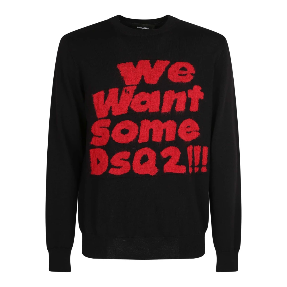 Dsquared2 Men's Black Knitwear Jumper Stylish Trendy - Round-Neck Knitwear - Xs - Knitwear