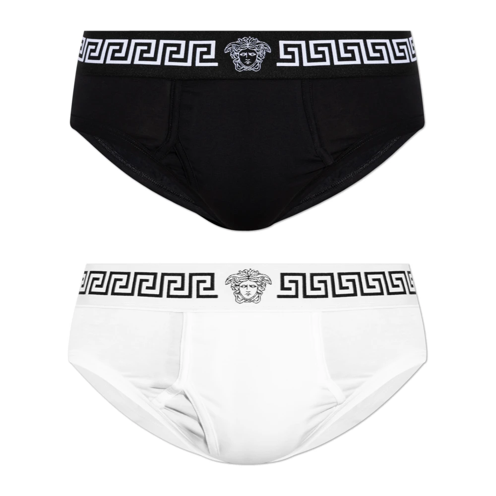 Versace Calzoncillos De Algodón- Paquete De Dos Underwear Hombre Negro L