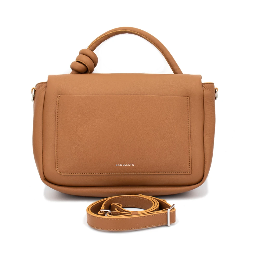 Zanellato Knoop Schoudertas met Draaisluiting Beige Dames