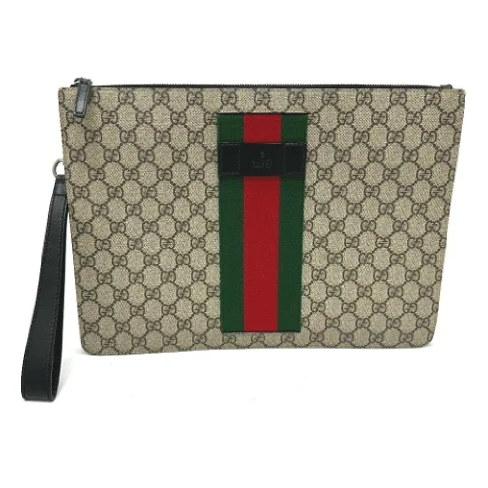 Gucci Vintage Pre-owned Canvas clutches Beige Dames