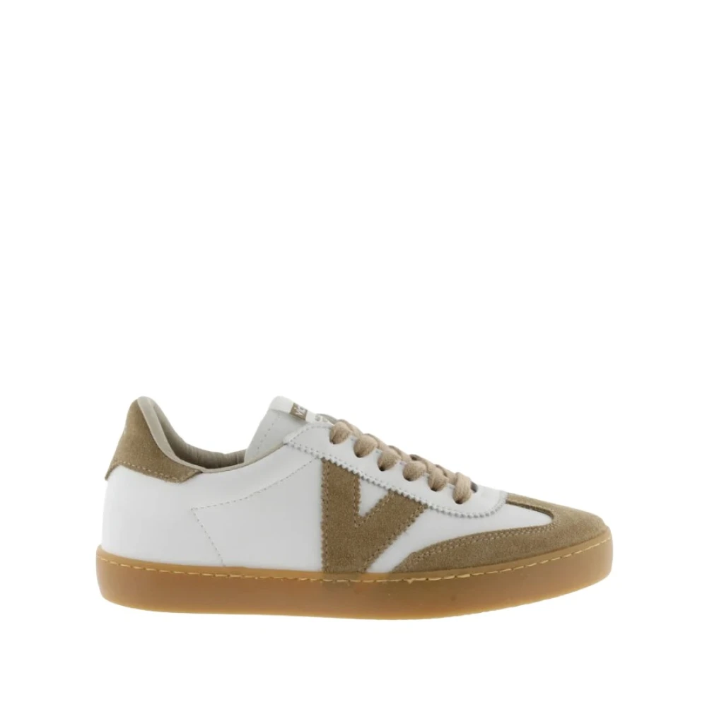 Victoria Sneakers, Female, 5 Uk, Beige Trainers With Beige Leather Details White