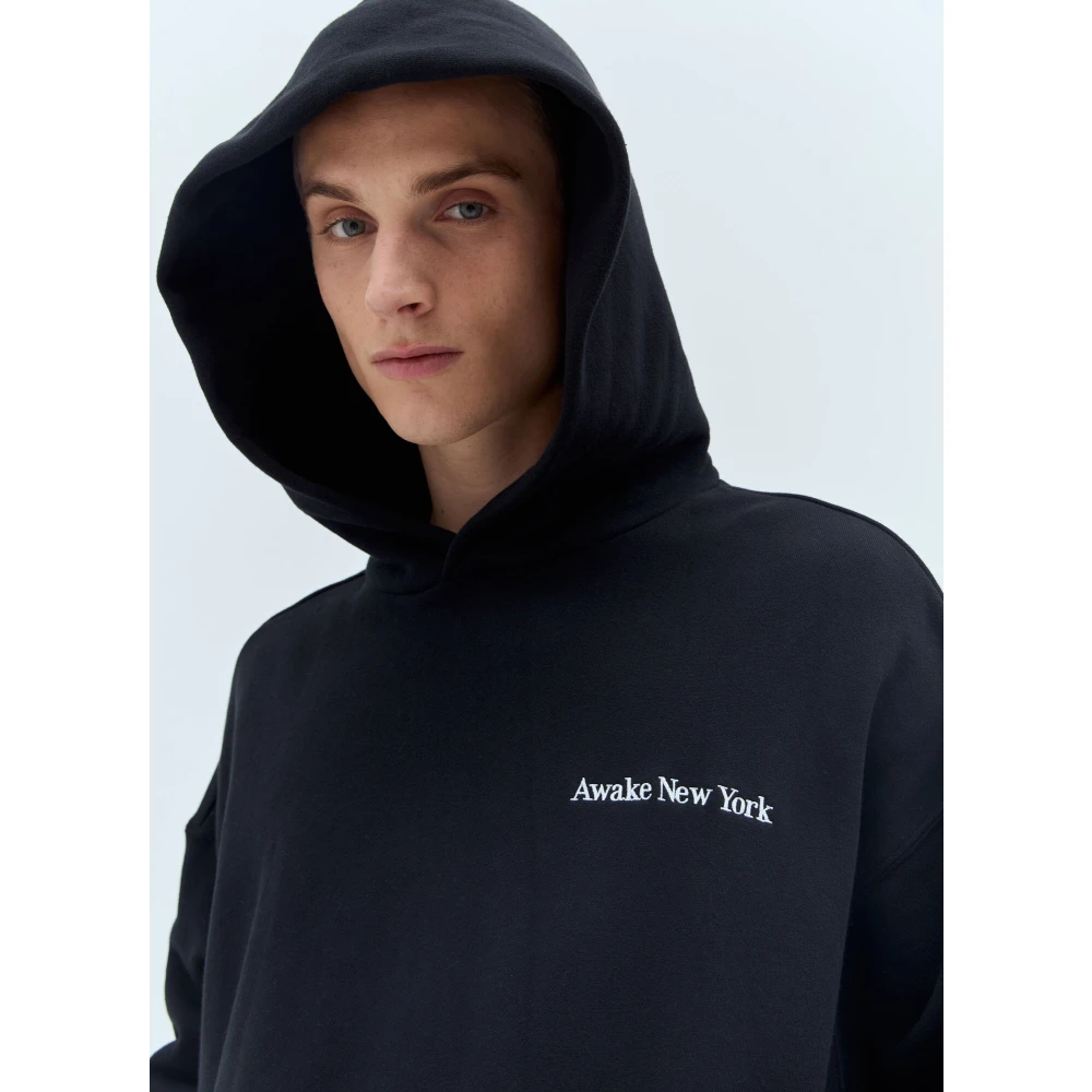 Awake NY Katoenen Fleece Hoodie Black Heren