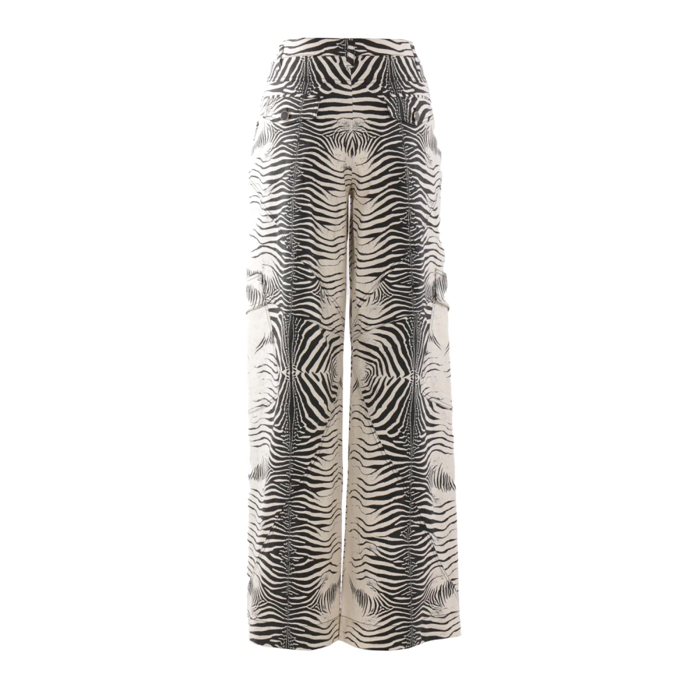 Roberto Cavalli Cargo Broek met Witte Tigresse Print Multicolor Dames