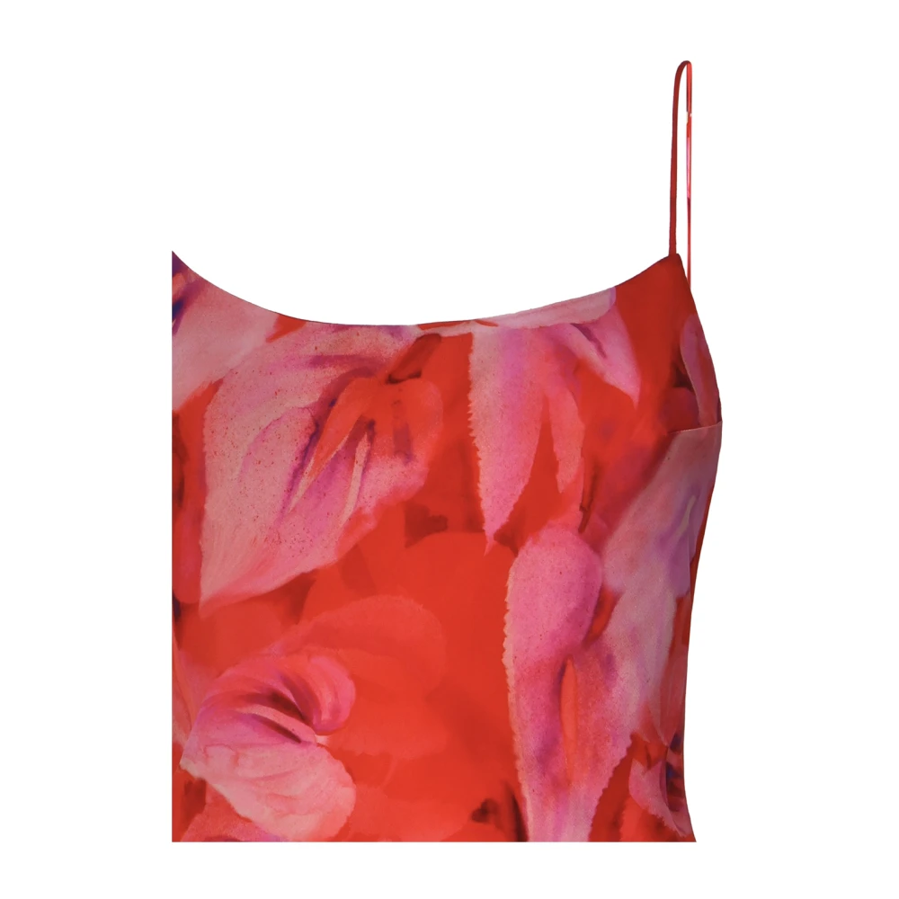 Andamane Rode Bloemenprint Lange Jurk Red Dames