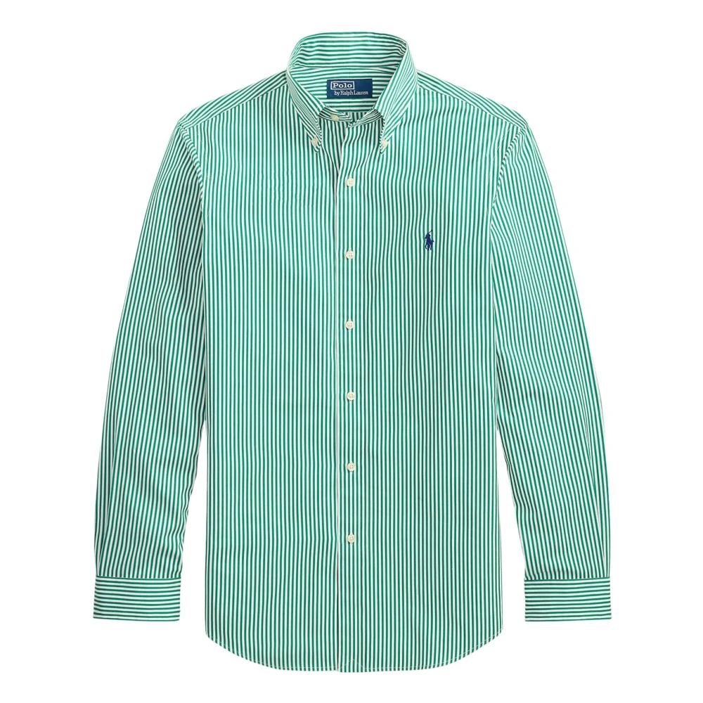 Ralph Lauren Men's Green Casual Shirts, L, Logo Striped Shirt