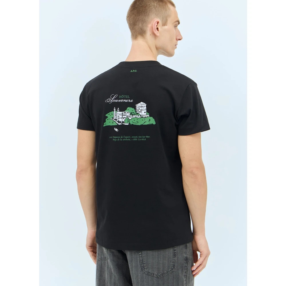 A.p.c. Grafische Print Crewneck T-Shirt Black Heren