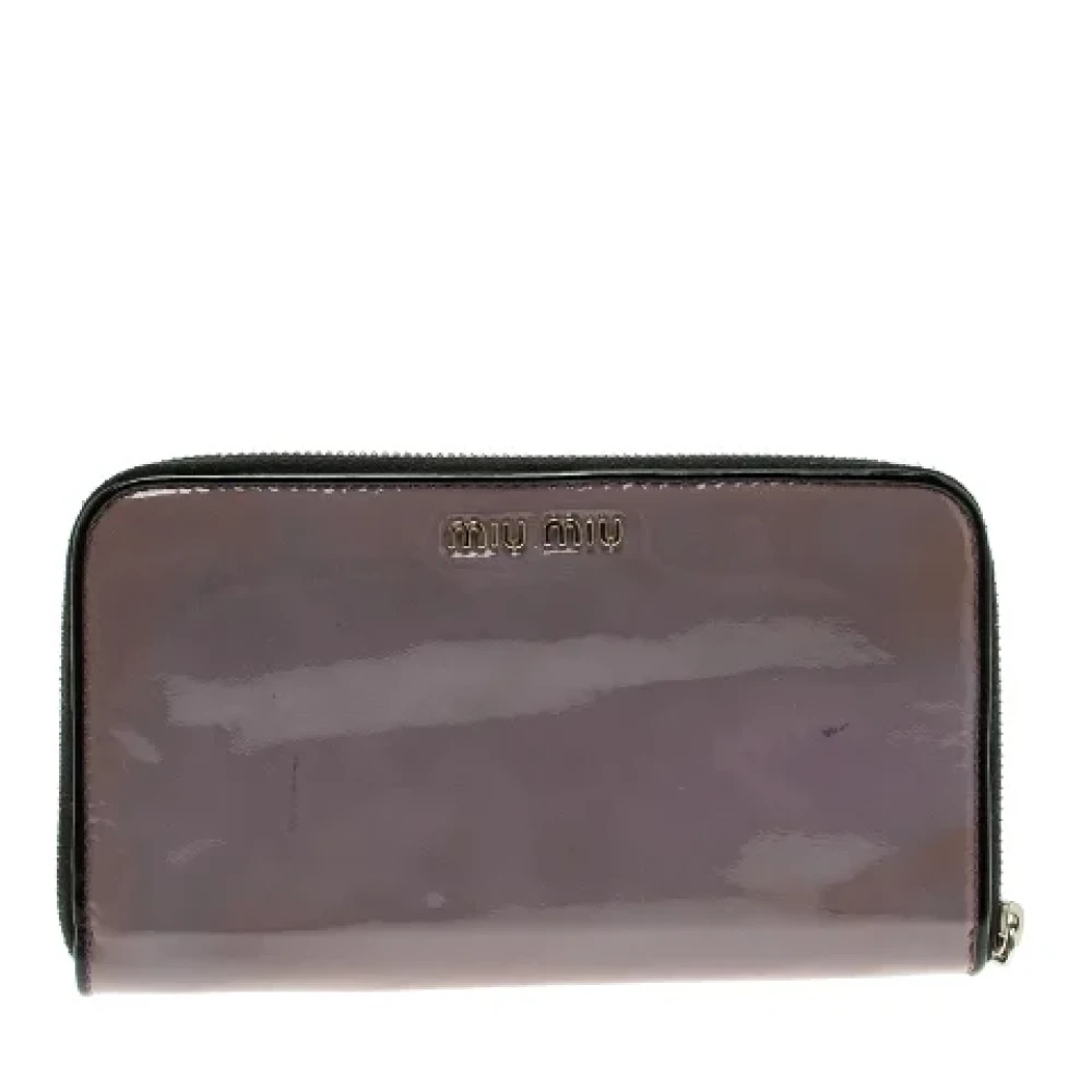 Miu Pre-owned Leather wallets Purple Dames