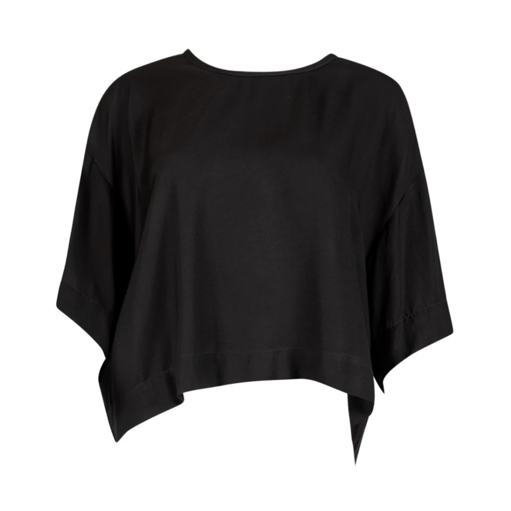 Pinko Cape Silhouet Viscose Twill Blouse Black Dames