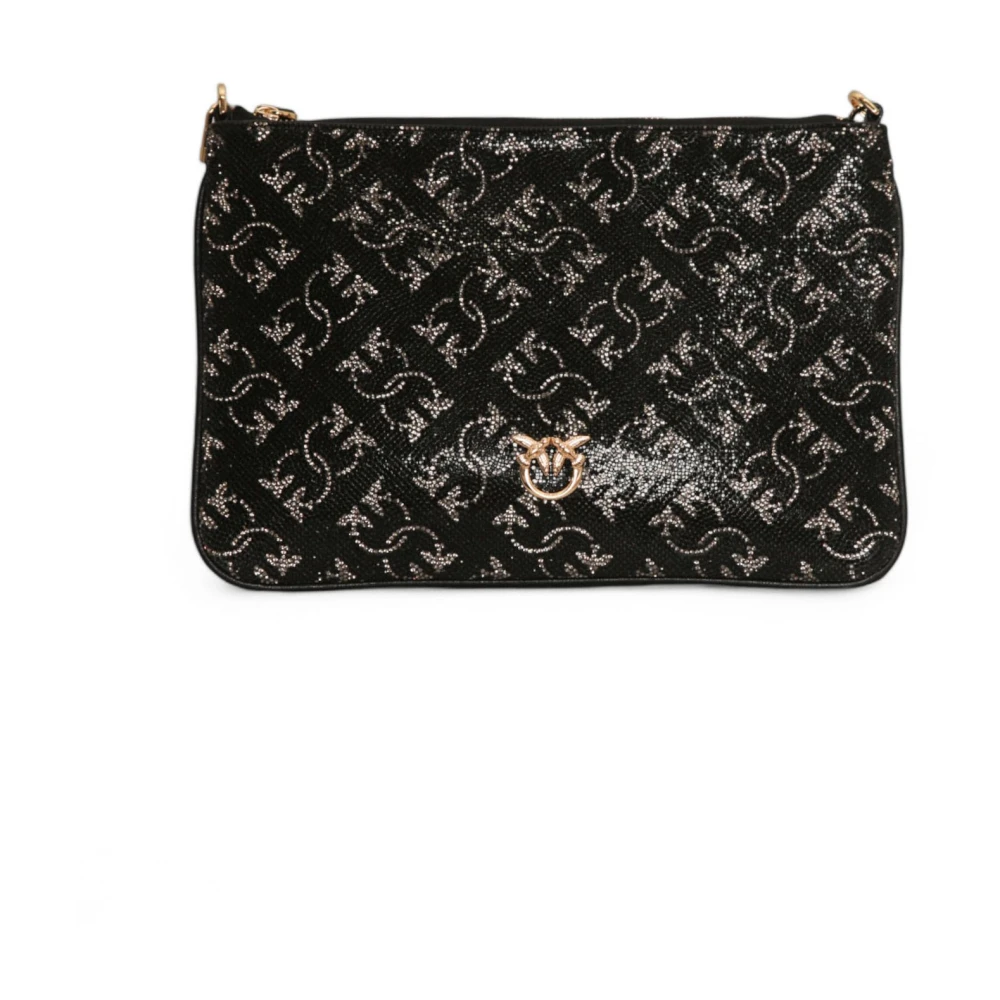Pinko Monogram Strass Clutch Tas Black Dames