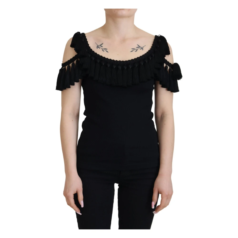 Dolce & Gabbana Women's Black Blouses,, Cotton Tank Top Blouse Medium