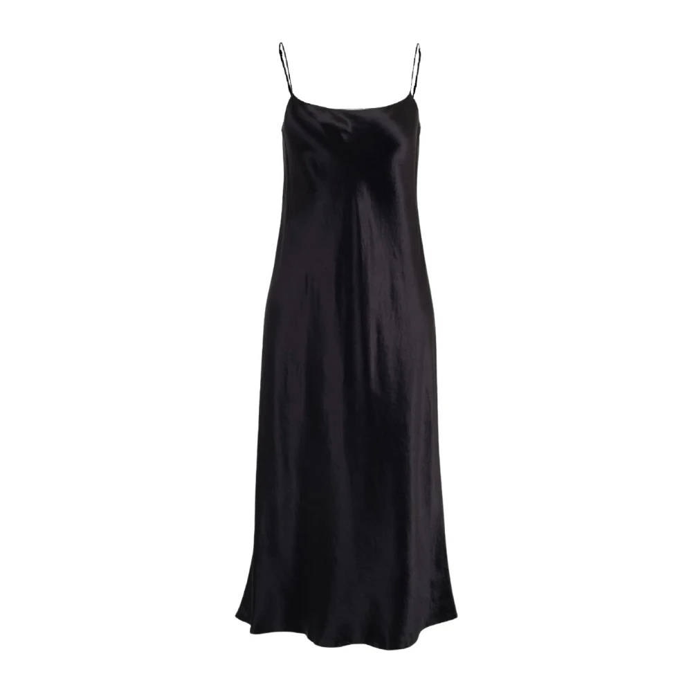 Vince Donna Nero Abito Sottoveste In Raso