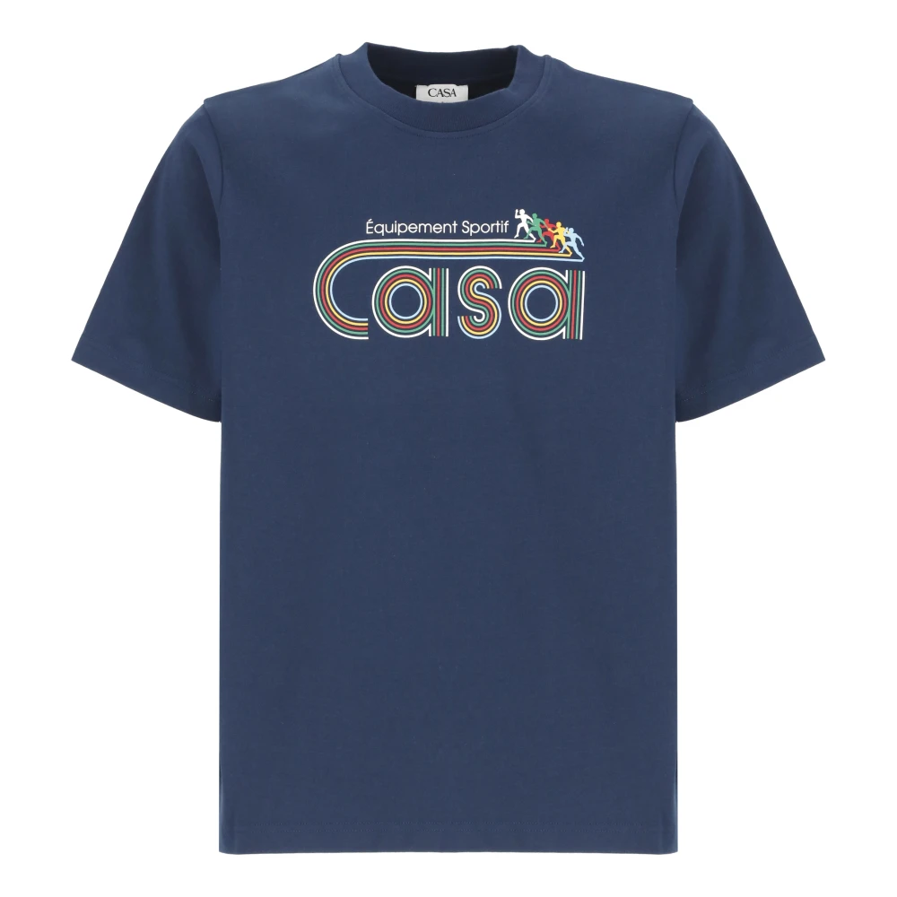Casablanca Blauw Katoenen T-shirt met Sportieve Print Blue Heren