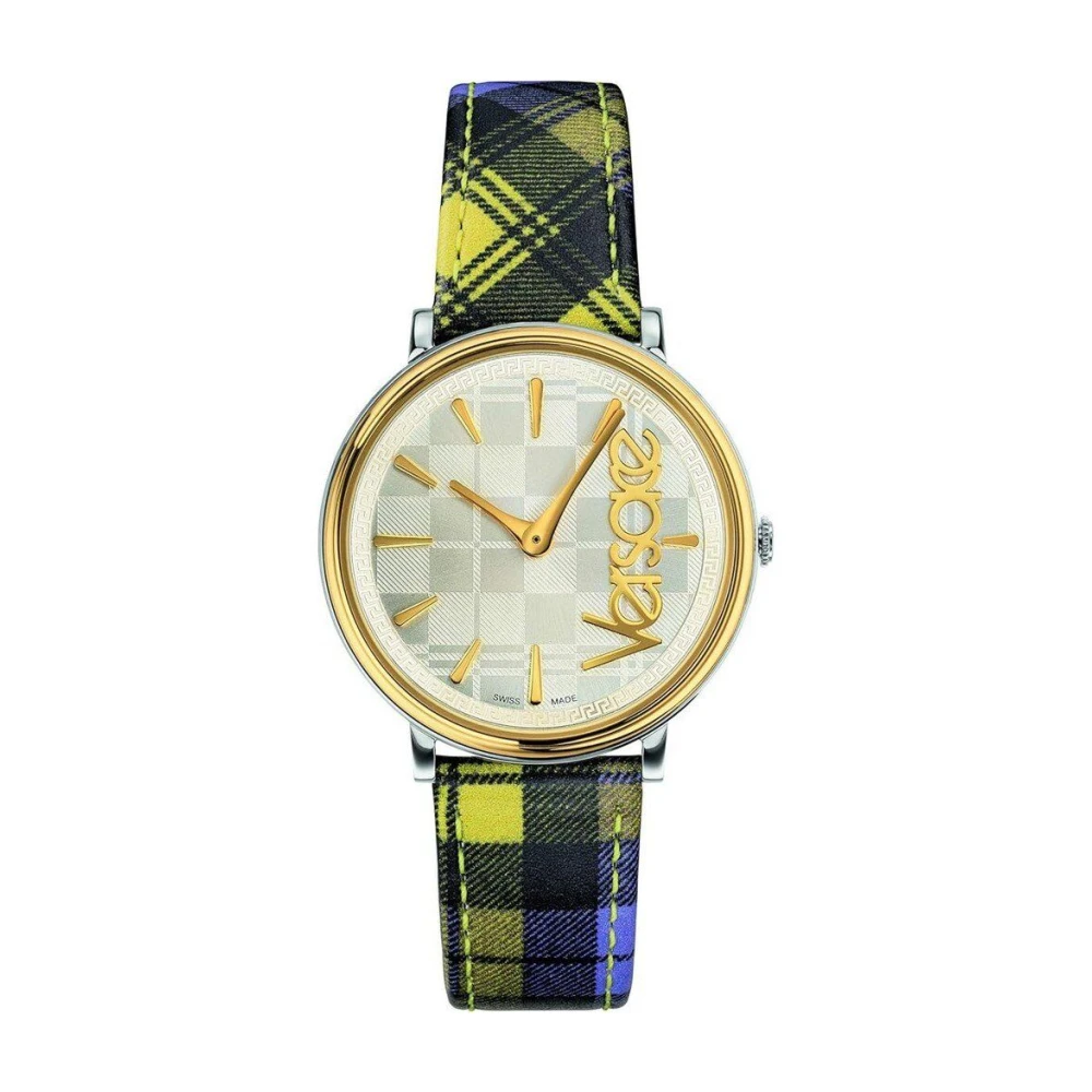 Versace V-Circle The Clans Multifärgat Läderklocka Multicolor, Dam