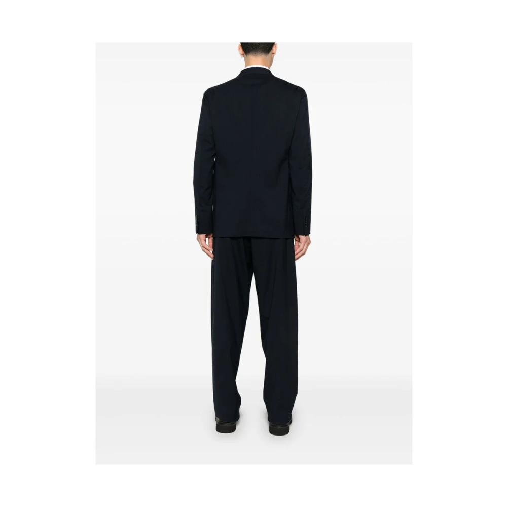 Giorgio Armani Midnight Blue Suit met Verborgen Sluiting Blue Heren