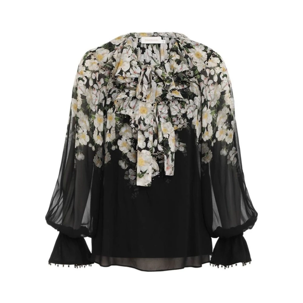 Zimmermann Bloemen Frill Blouse met Kralen Trim Multicolor Dames