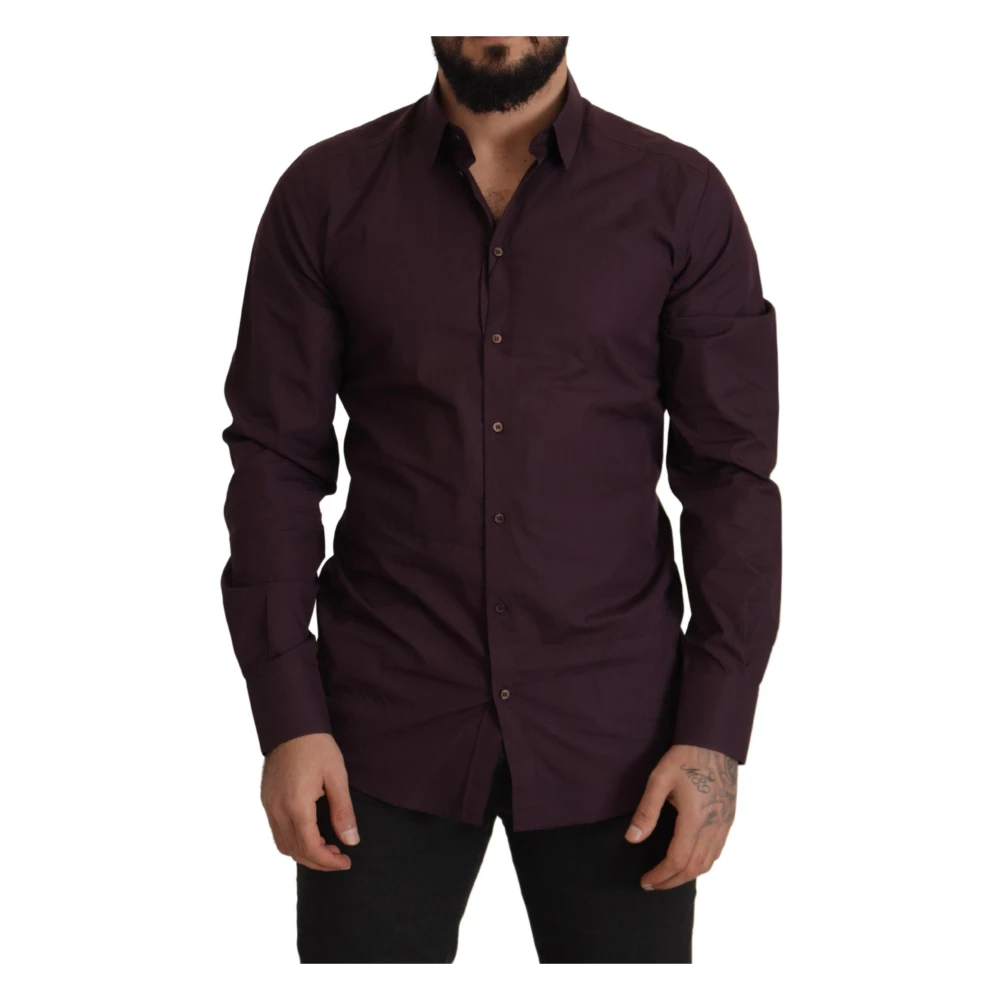 Dolce & Gabbana Men's Purple Casual Shirts,, Cotton Slim Fit Dress Shirt Extra Large