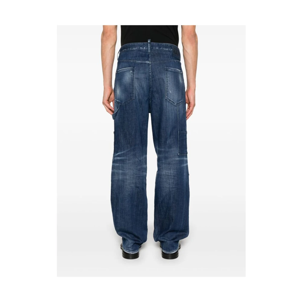 Dsquared2 Indigo Blauwe Klassieke Jeans Met Knoopsluiting Blue Heren