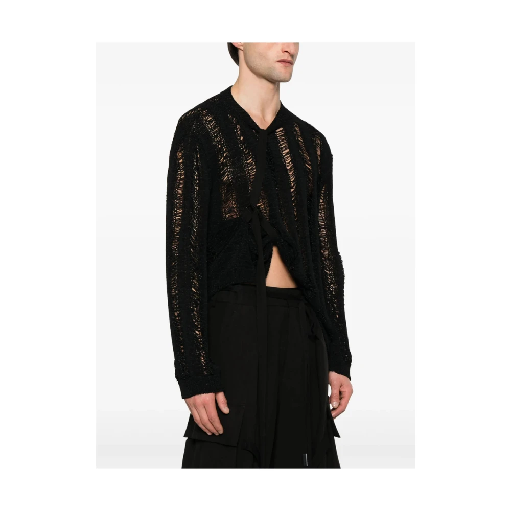 Ann Demeulemeester Zwarte Crew Neck Sweater met Lange Mouwen Black Heren