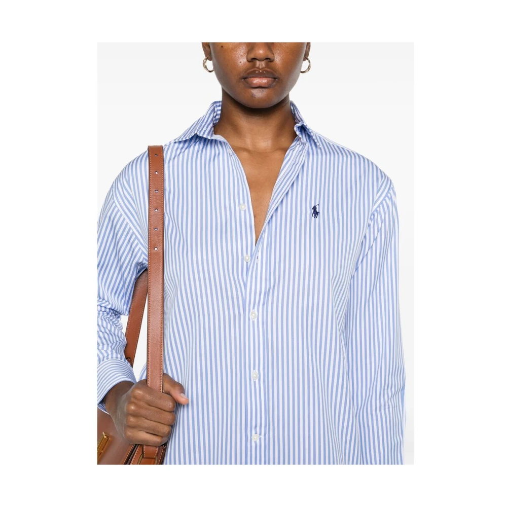 Ralph Lauren Gedrukte Poplin Oversized Blouse Blue Dames