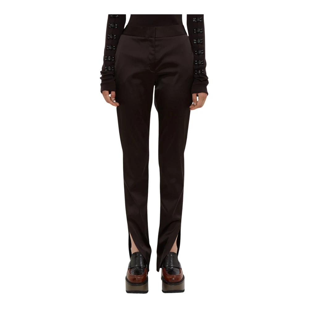 Oliver Theyskens Slim-Fit Trousers, Female, Xs, Tailored Split Hem Trousers Brown
