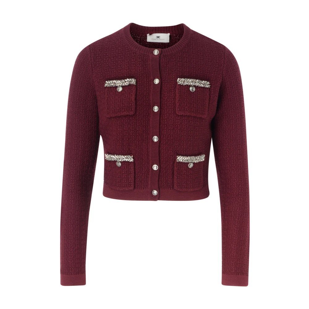 Elisabetta Franchi Rood Zwart Gebreide Top Red Dames