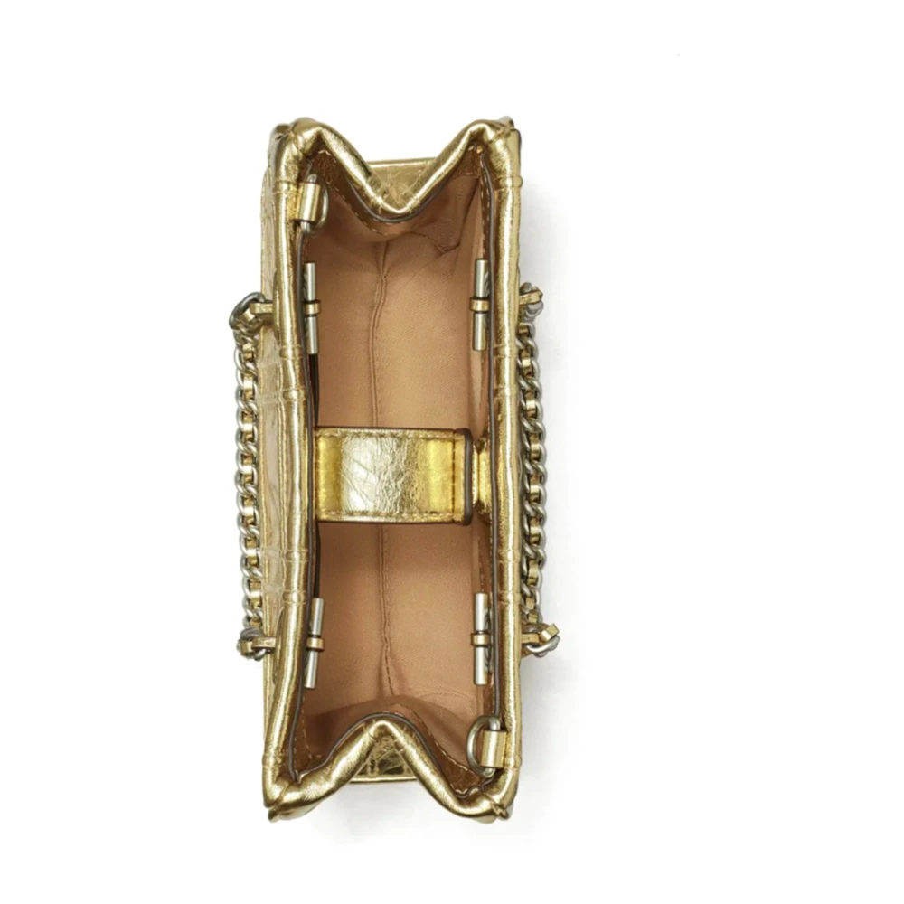 TORY BURCH Gewatteerde leren schoudertas met ketting Yellow Dames