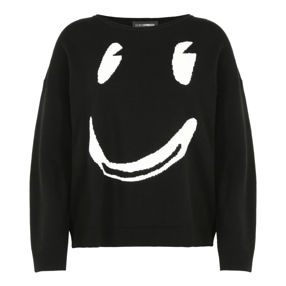 Doris S Boxy Style Pullover met Smiley Motif Multicolor Dames