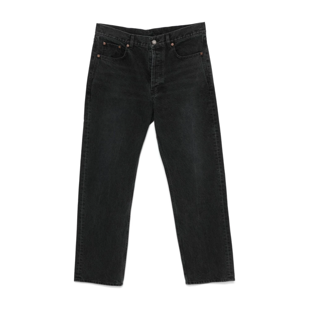 Saint Laurent Zwarte Vervaagde Denim Wijde Fit Jeans Black Heren