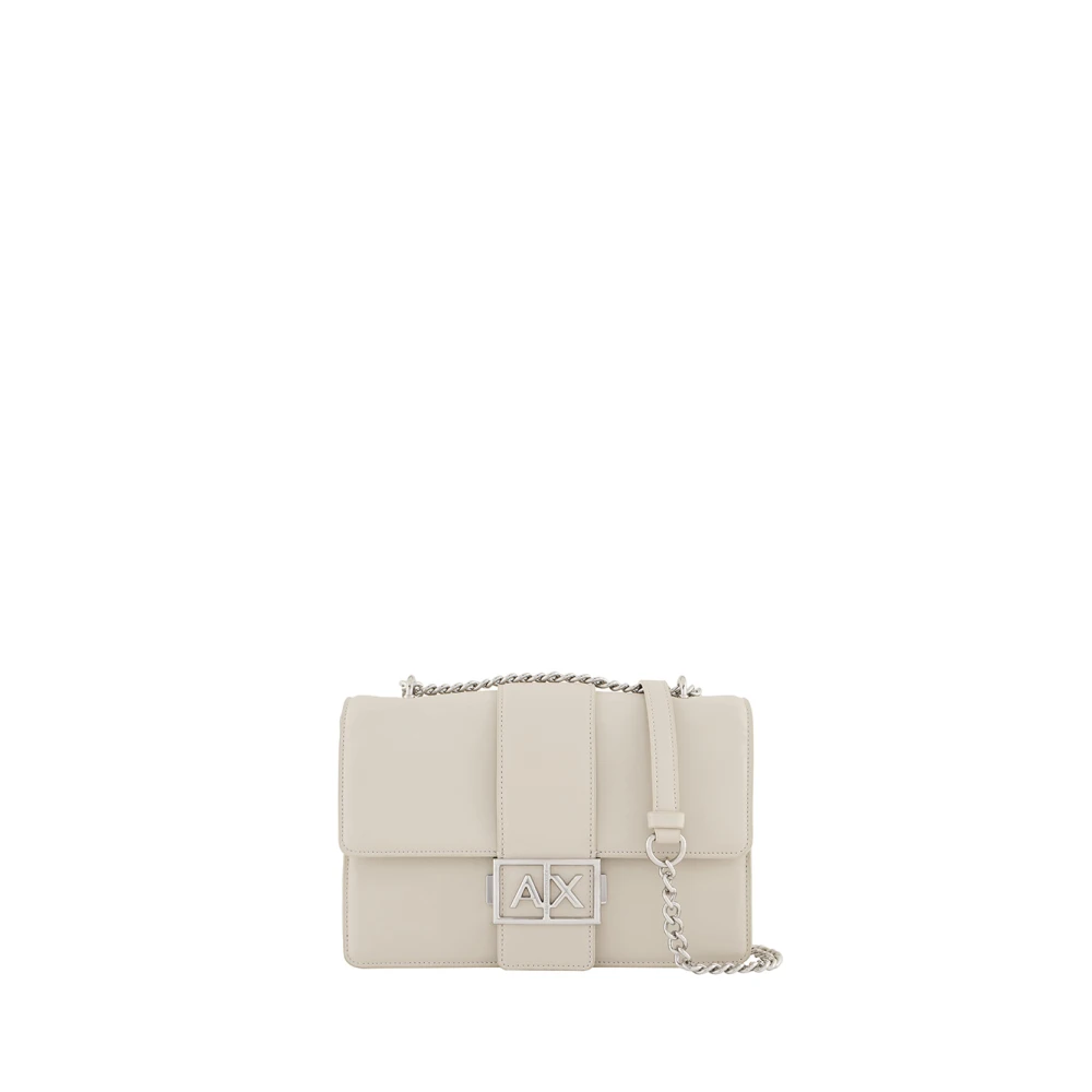Armani Exchange Beige Handtas met Zwarte Lederen Details Beige Dames