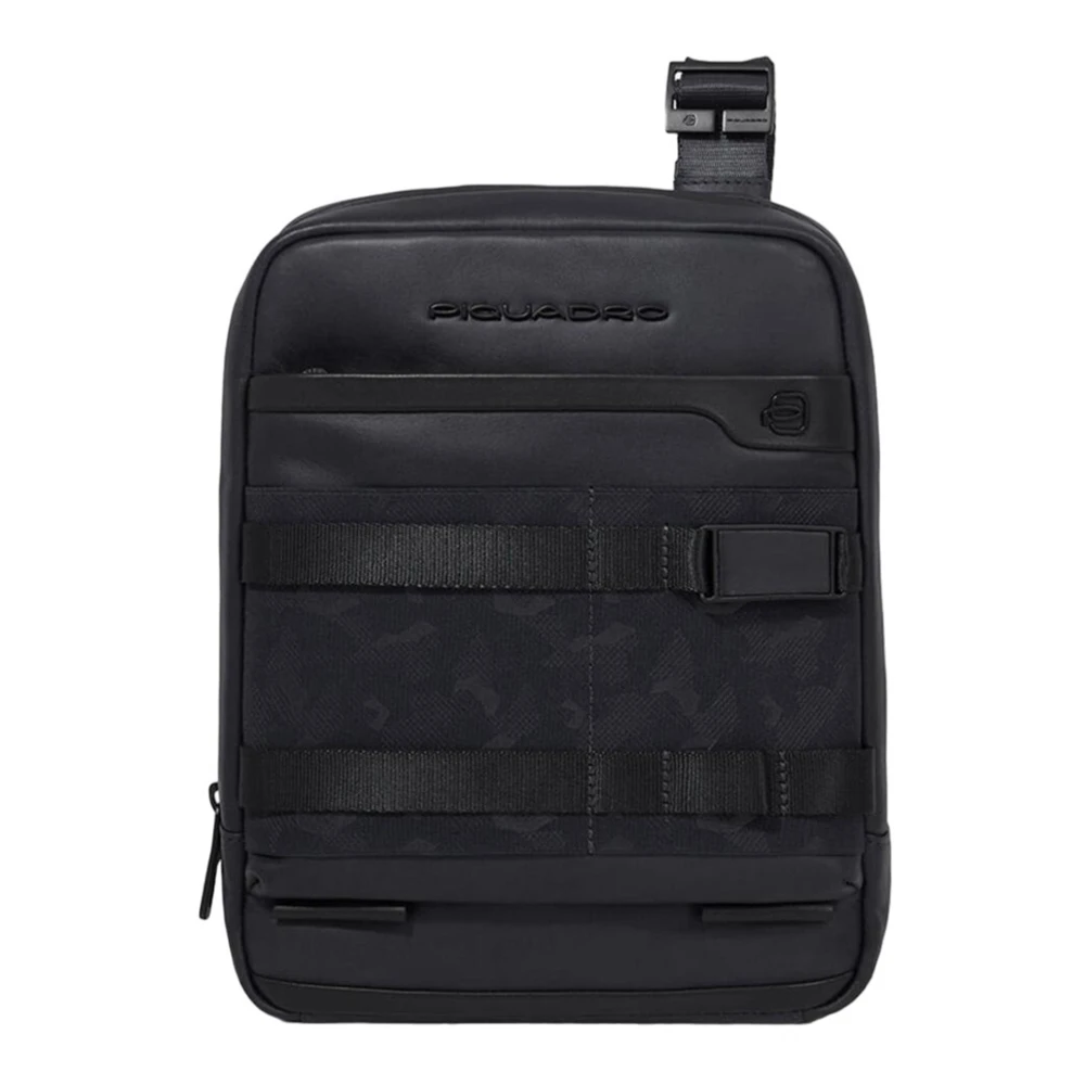 Piquadro Zwarte leren tas Eén Black Heren