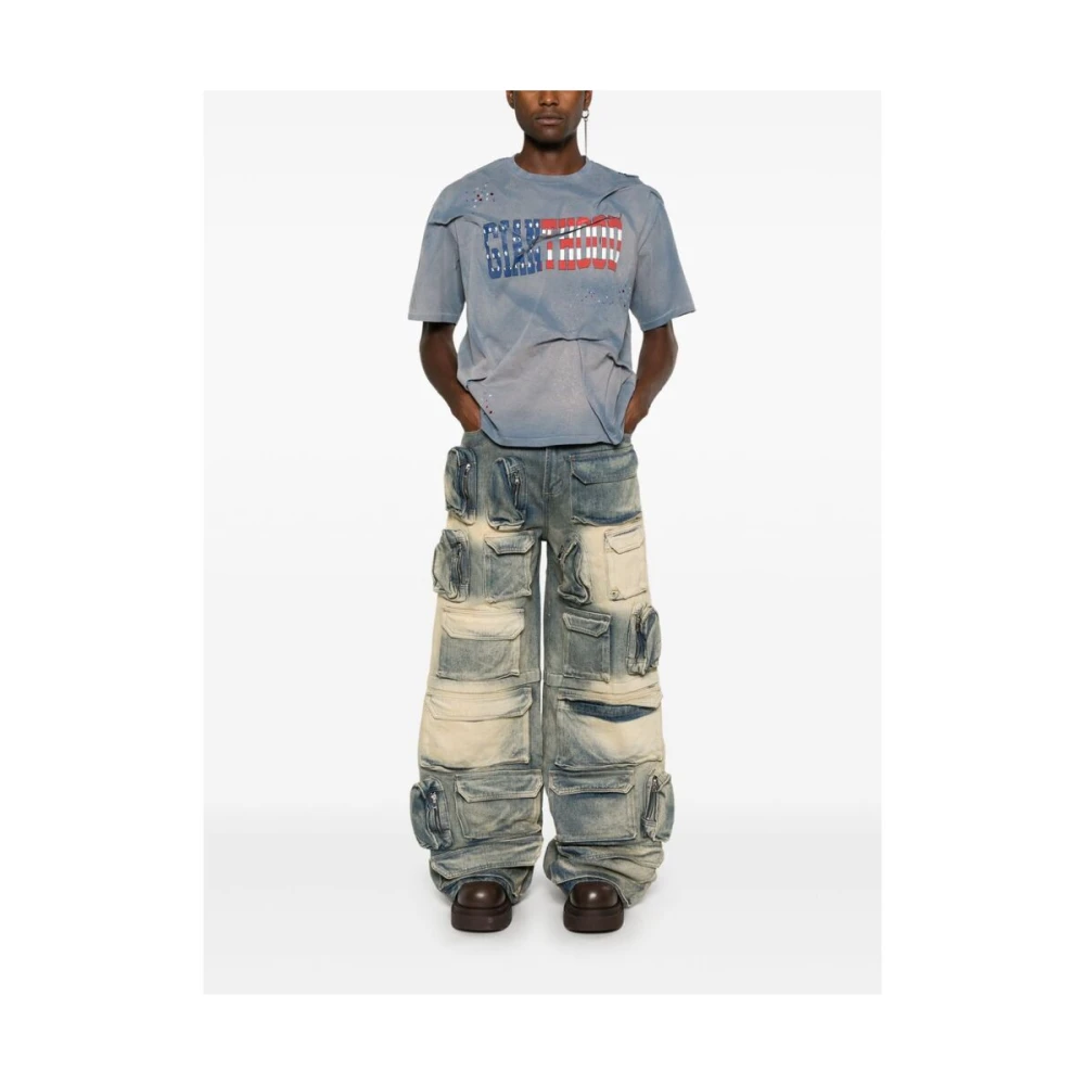 Who Decides War Rave Cargo Denim Broek Blue Heren