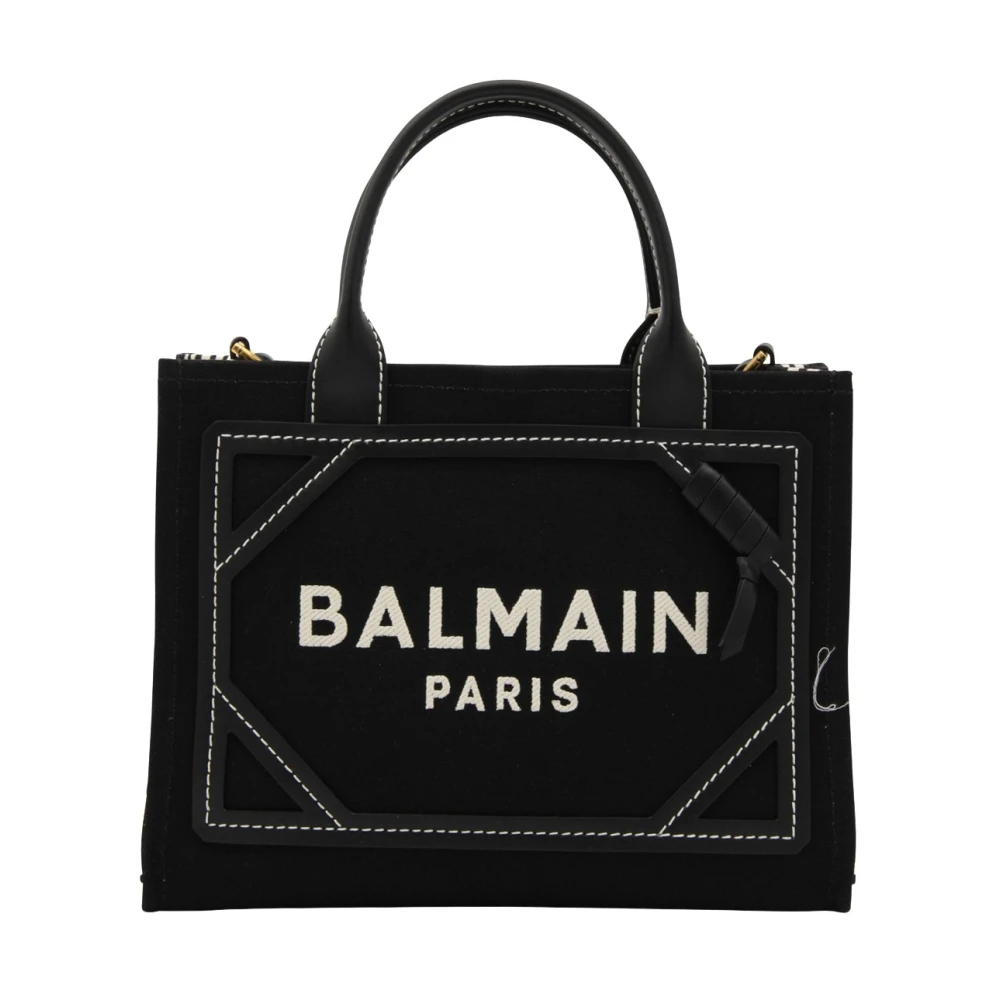 Balmain Zwarte katoenen tas met metalen details Black Dames