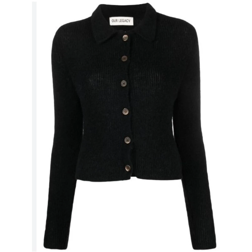 Our Legacy Zwarte Fuzzy Alpaca Polo Shirt Black Dames