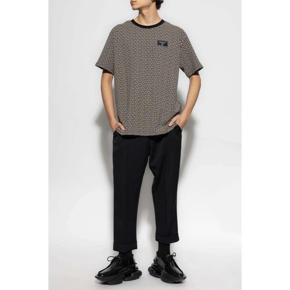 Balmain T-shirt met monogram Beige Heren