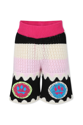 black-smiley-embroidered-casual-shorts