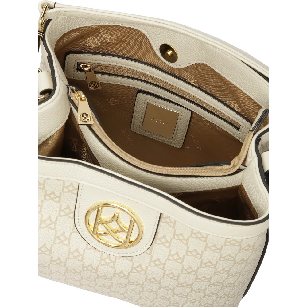 Kazar Leren handtas met handvat en brede band White Dames