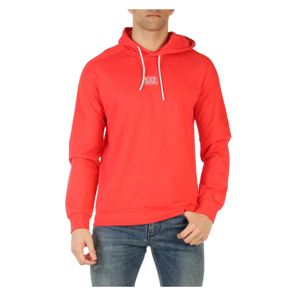 Emporio Armani EA7 Lichtgewicht katoenen sweatshirt met logo patch Red Heren