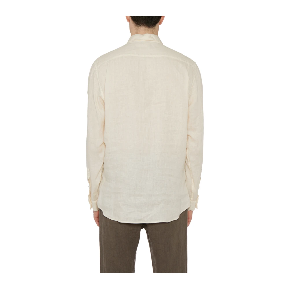 Paolo Pecora Linnen Overhemd Beige Heren