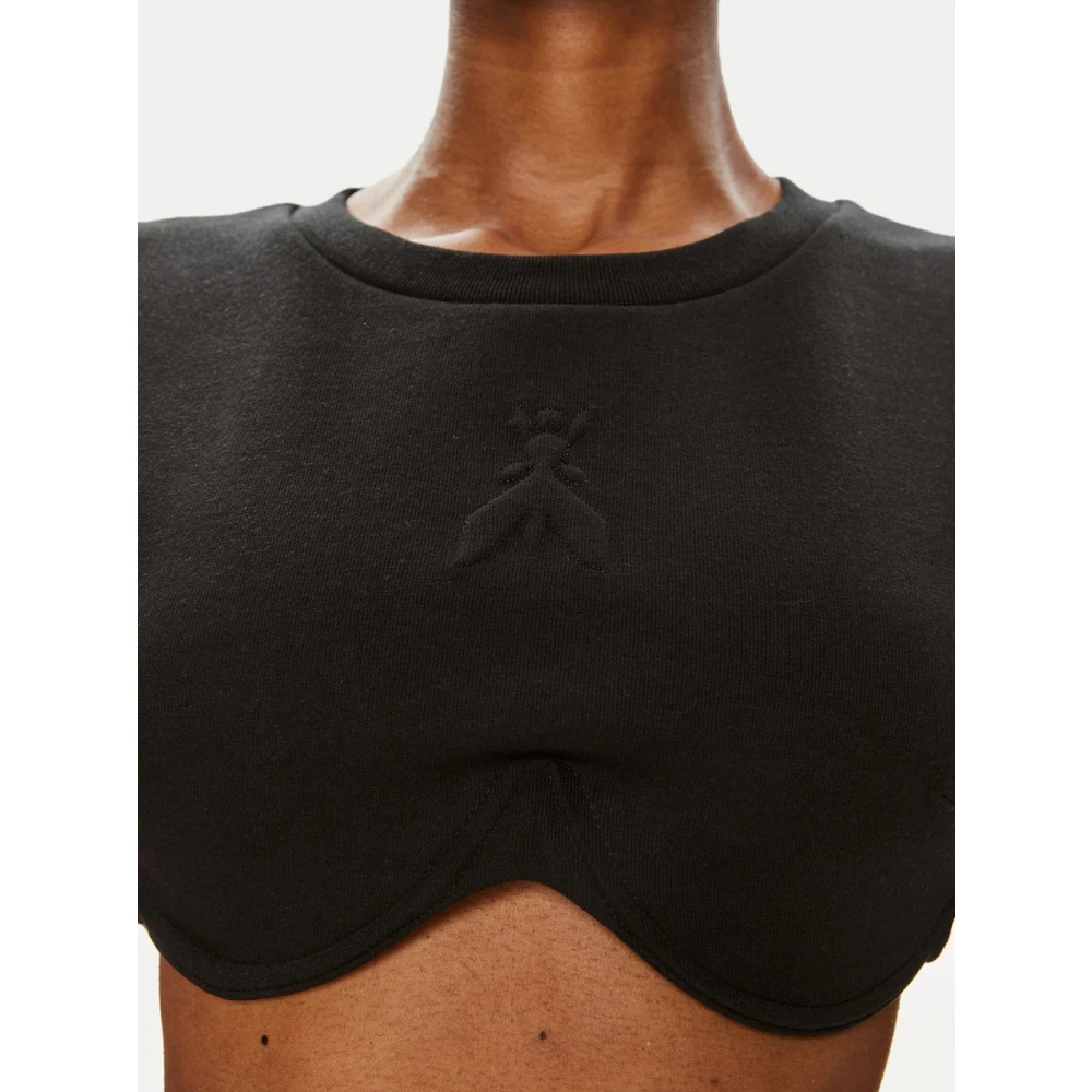 PATRIZIA PEPE Zwart Cropped Top met reliëf Fly Black Dames
