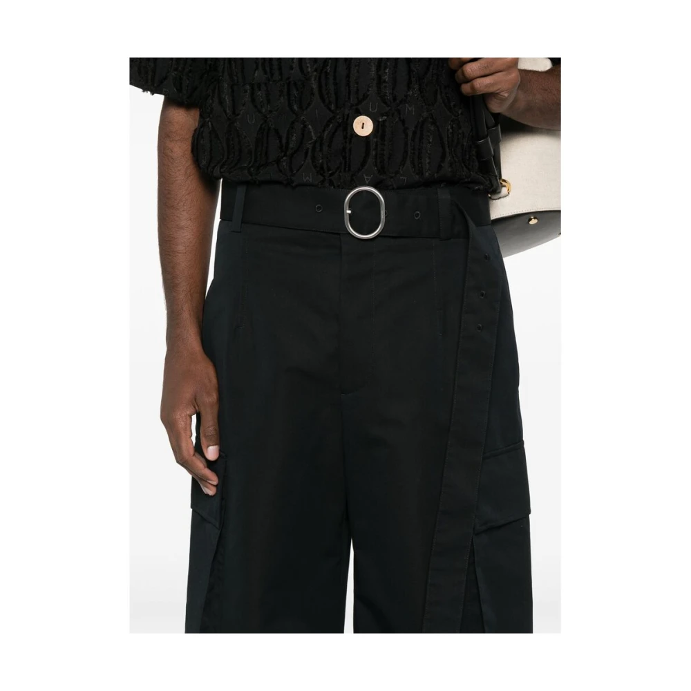 Jil Sander Zwarte Broek met Riem en Zakken Black Heren