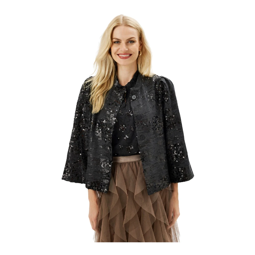 IN Front Pailletjasje Blazer Zwart Black Dames
