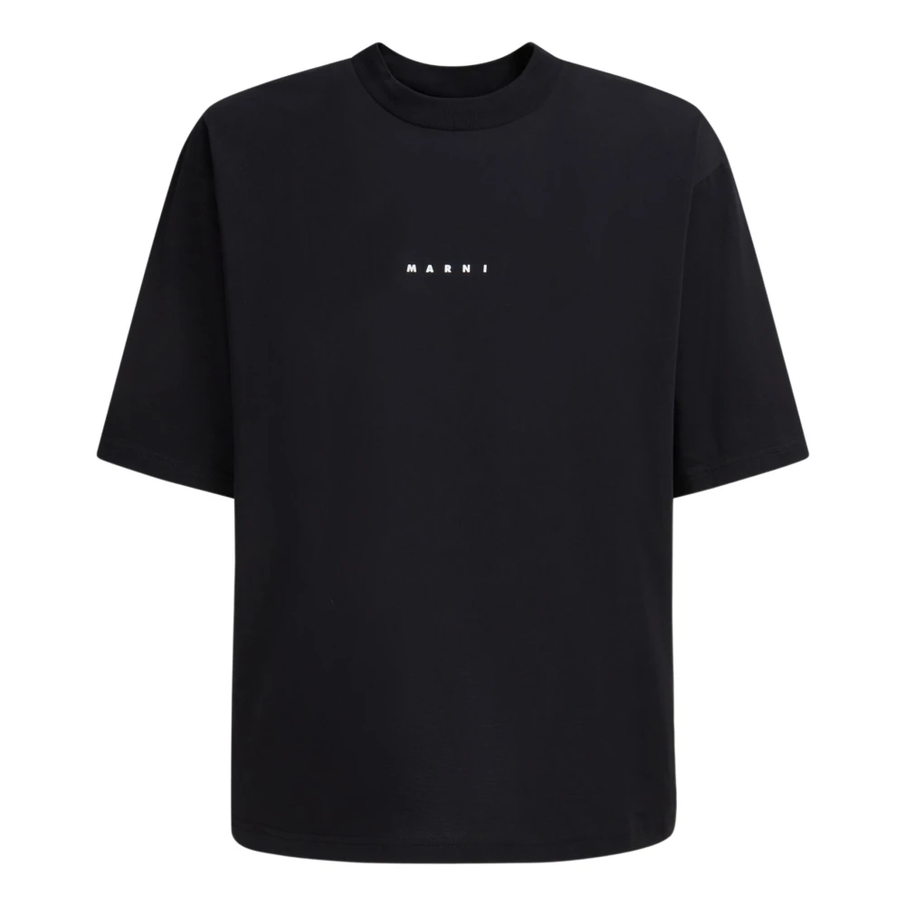 Marni katoenen t-shirt met mini logo Black Heren